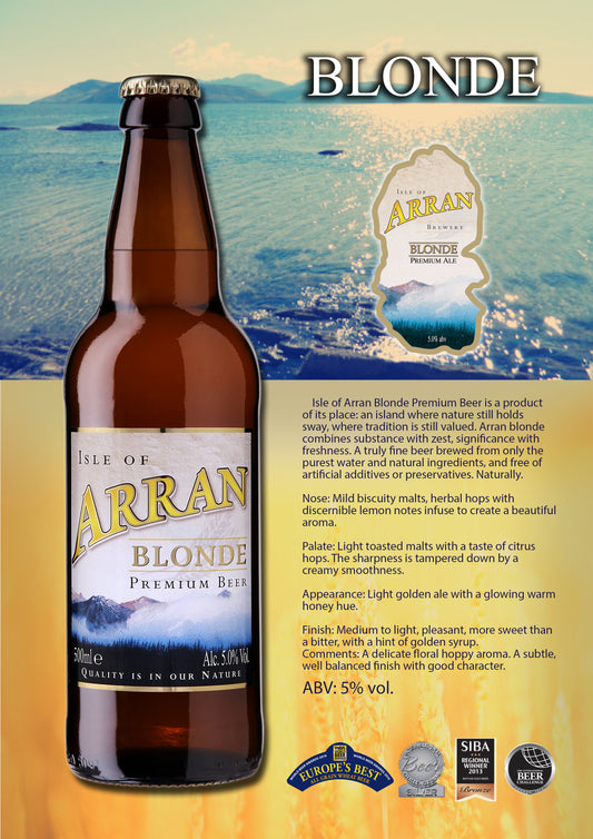 Arran Blonde 5.0% ABV - 12 x 500ml Bottles